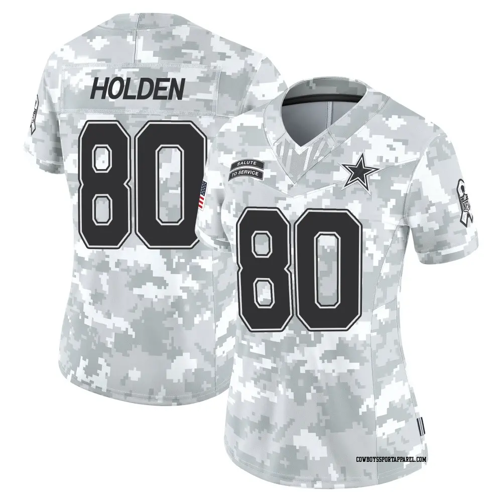 Limited Arctic Camo Women's Traeshon Holden Dallas Cowboys 2024 Salute to Service Jersey