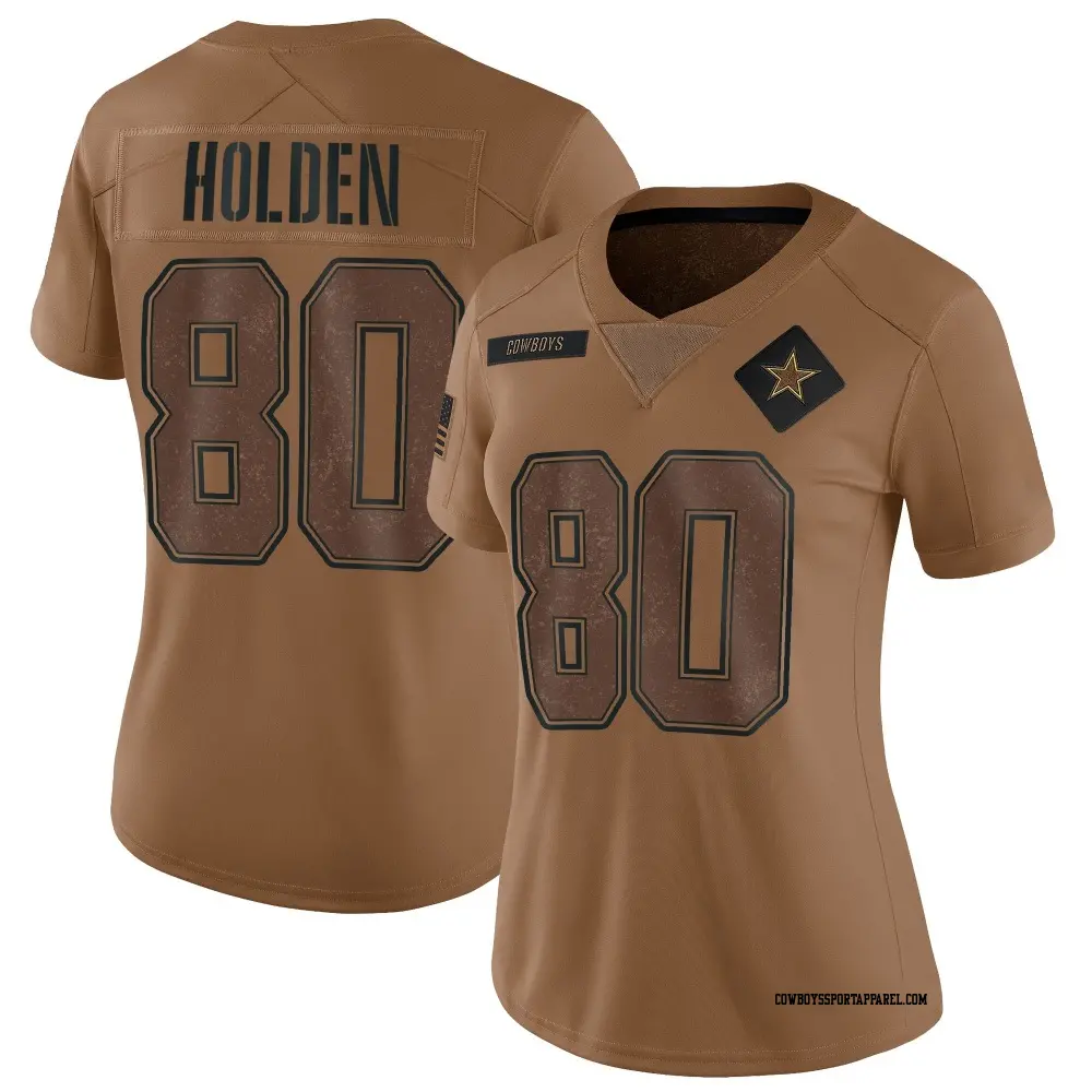 Limited Brown Women's Traeshon Holden Dallas Cowboys 2023 Salute To Service Jersey