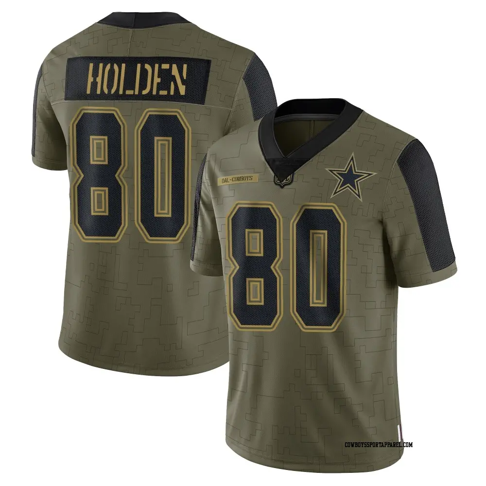 Limited Olive Men's Traeshon Holden Dallas Cowboys 2021 Salute To Service Jersey