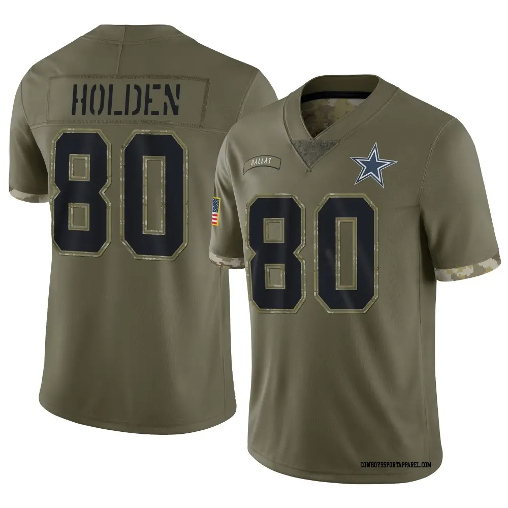 Limited Olive Men's Traeshon Holden Dallas Cowboys 2022 Salute To Service Jersey