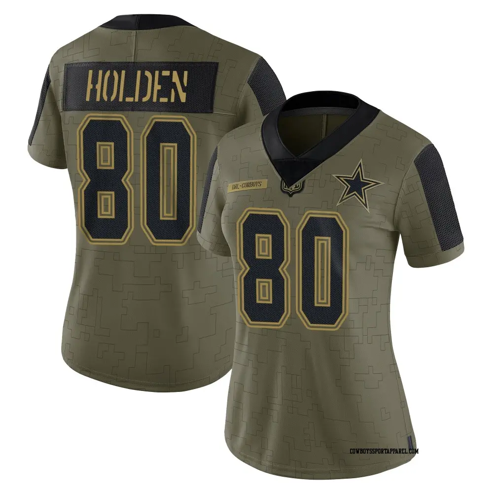 Limited Olive Women's Traeshon Holden Dallas Cowboys 2021 Salute To Service Jersey