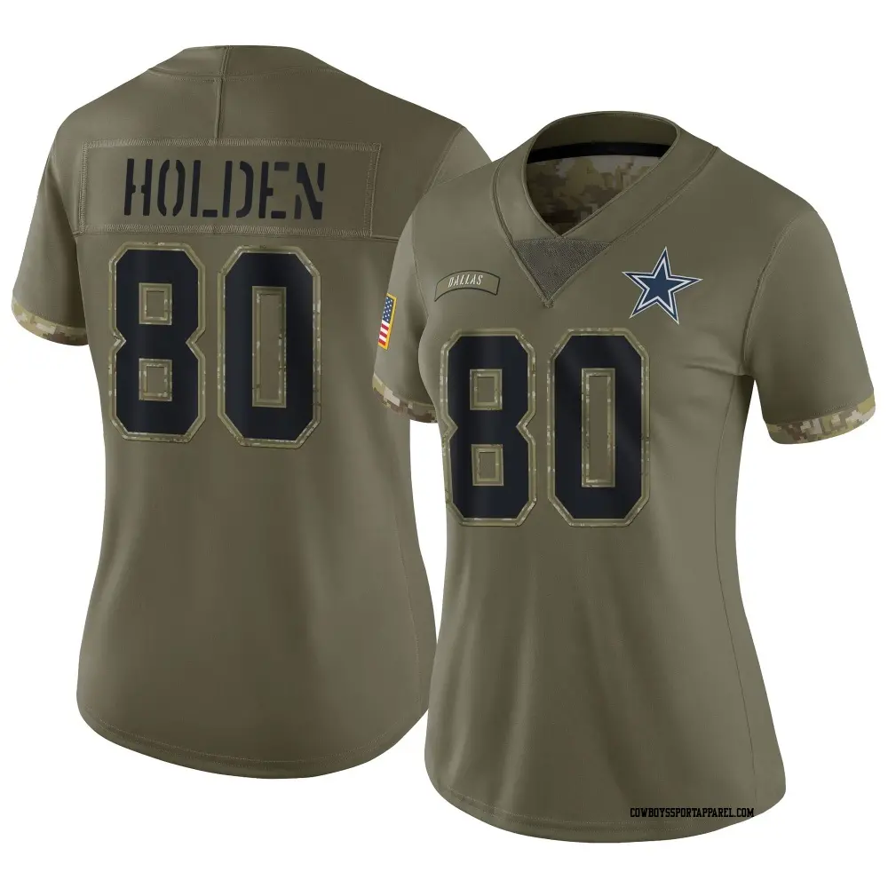 Limited Olive Women's Traeshon Holden Dallas Cowboys 2022 Salute To Service Jersey