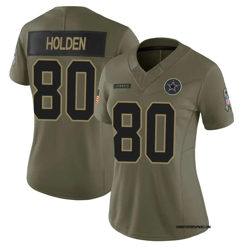Limited Olive Women's Traeshon Holden Dallas Cowboys 2025 Salute to Service Jersey